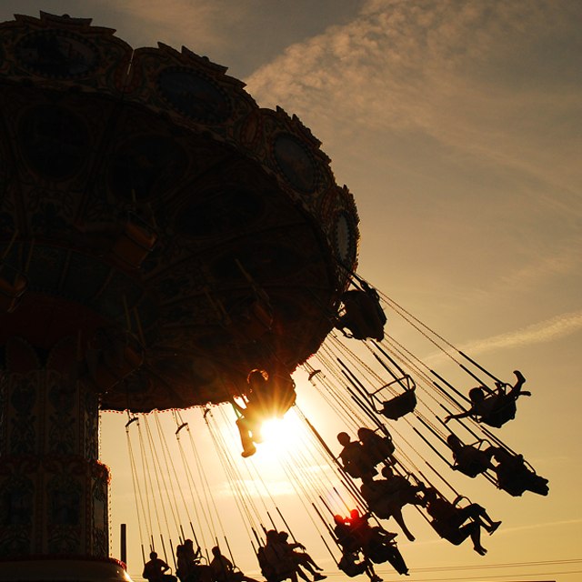 People at an amusement park